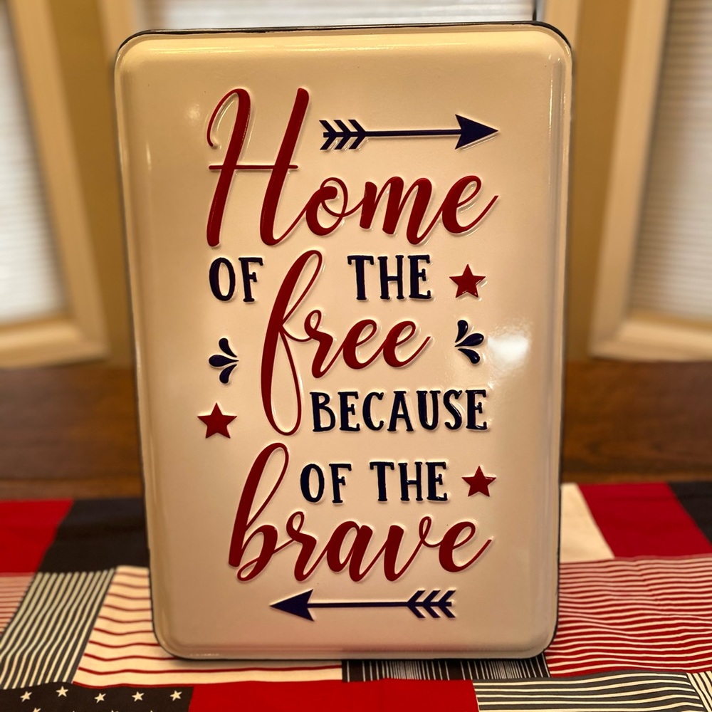 Home Of The Free Because Of The Brave Metal Wall Decor, July 4th Wall Decor